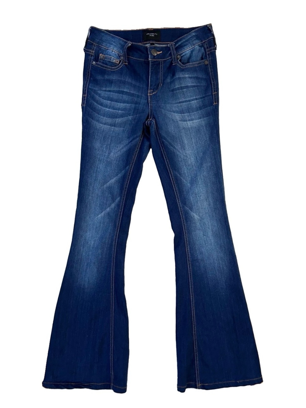 Celebrity Pink Low Rise Dark Blue Wash Flare Denim Jeans Size 25